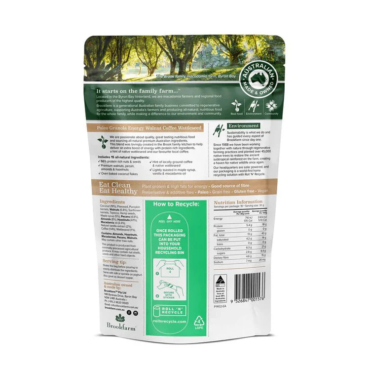 Brookfarm Paleo Granola Energy Walnut Coffee & Wattleseed 300g - Image 2