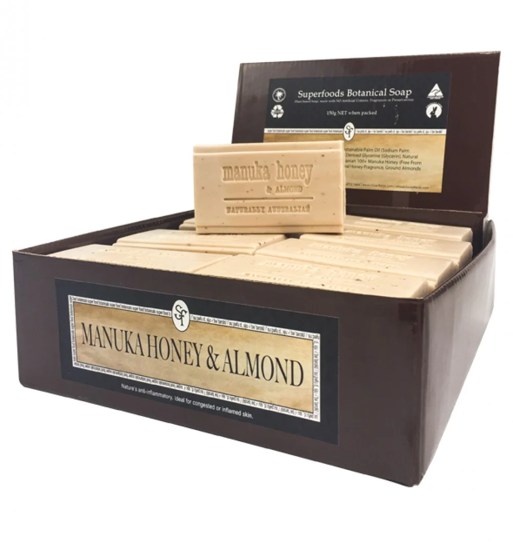Clover Fields Manuka Honey & Almond Superfoods Botanicals 150g Bar Soap (box of 16)