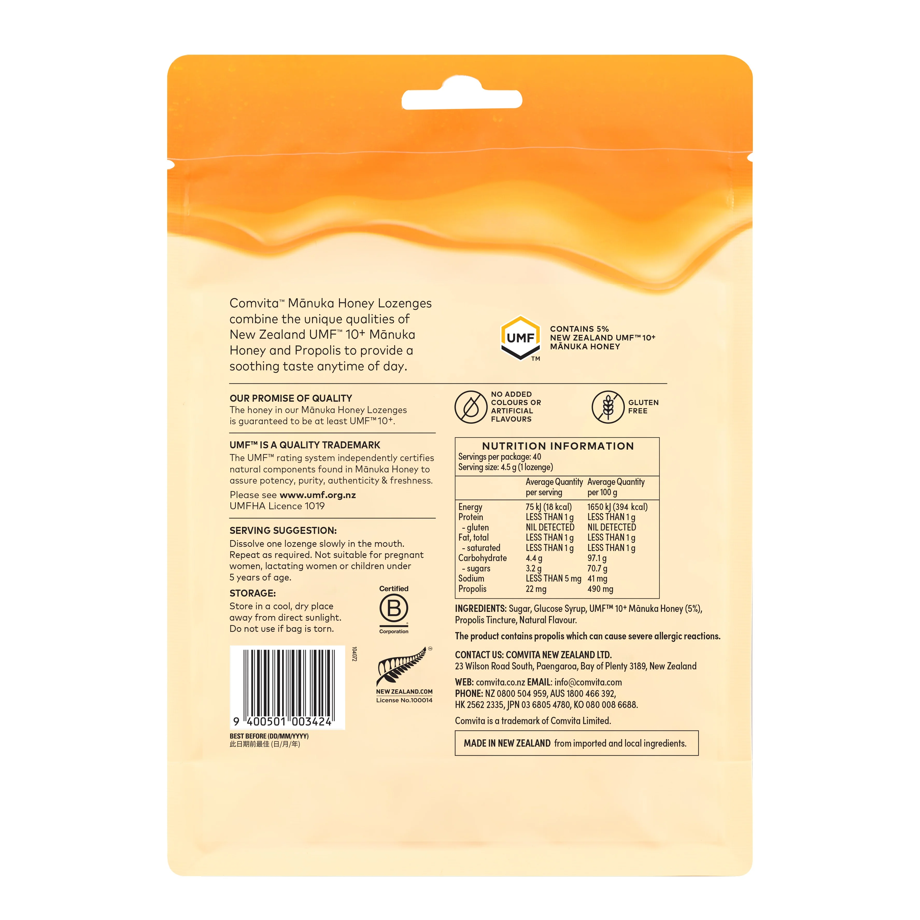Comvita Soothing Manuka Honey Lozenges Aniseed 40 Pack - Image 2
