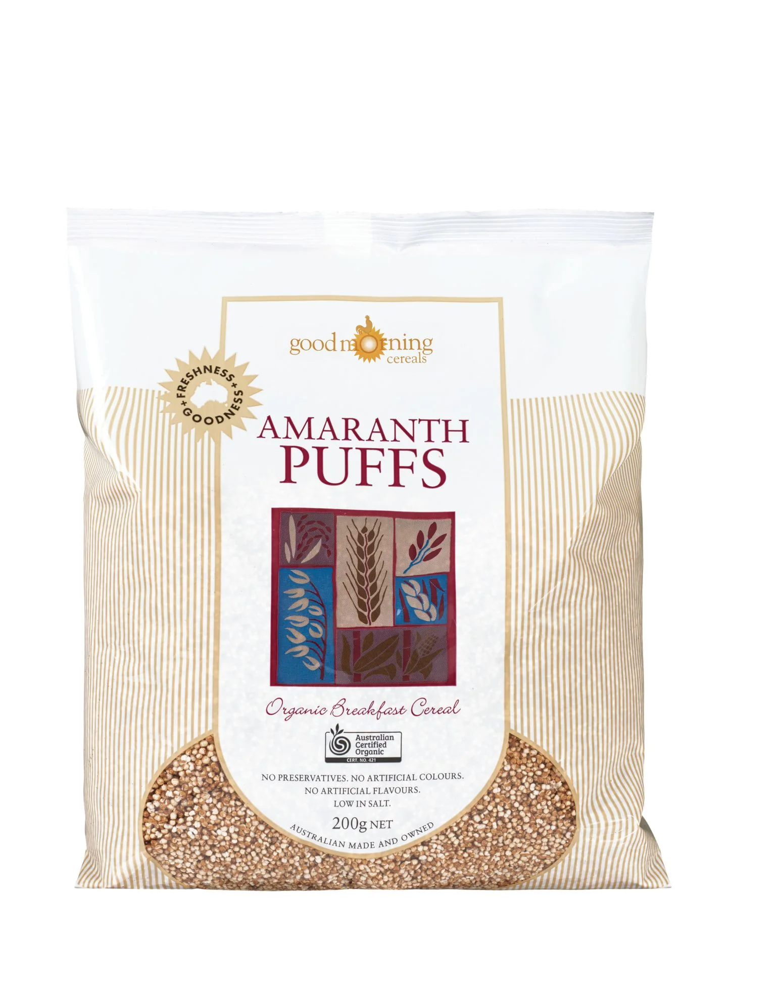 Good Morning Cereals Organic Amaranth Puffs 200gm (Box of 6)
