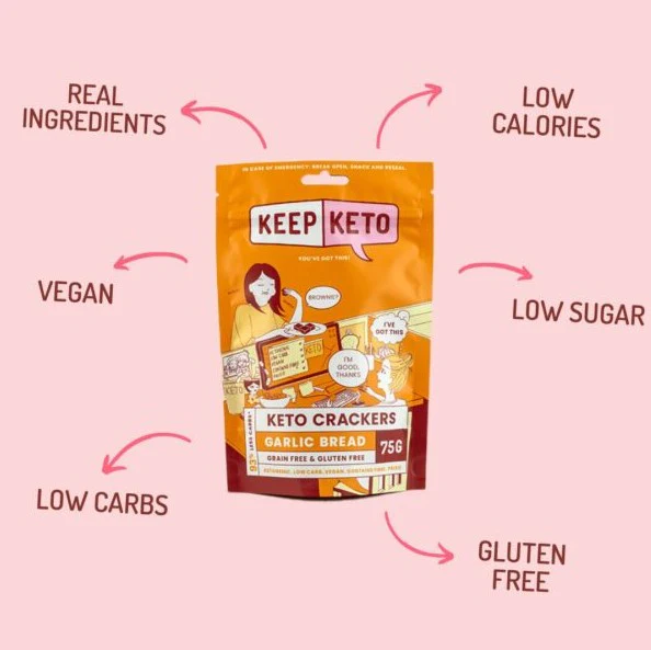 Keep Keto Crackers Garlic Bread Flavour 75g - Image 2