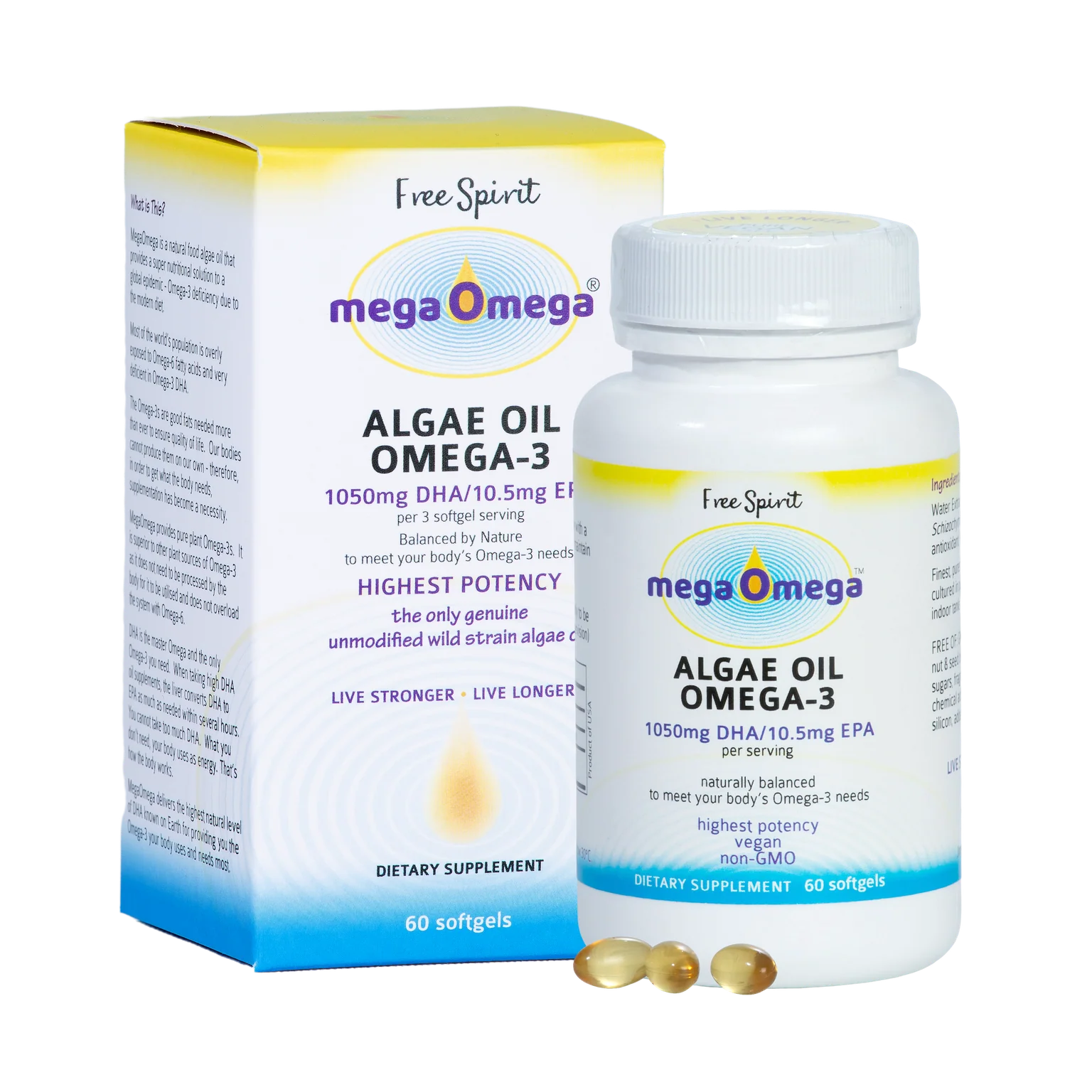 MegaOmega Algae Oil 60 softgels capsules