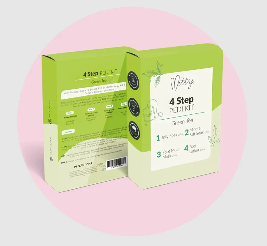Mitty 4 Step Pedi Kit Green Tea 4x20ml - Image 2