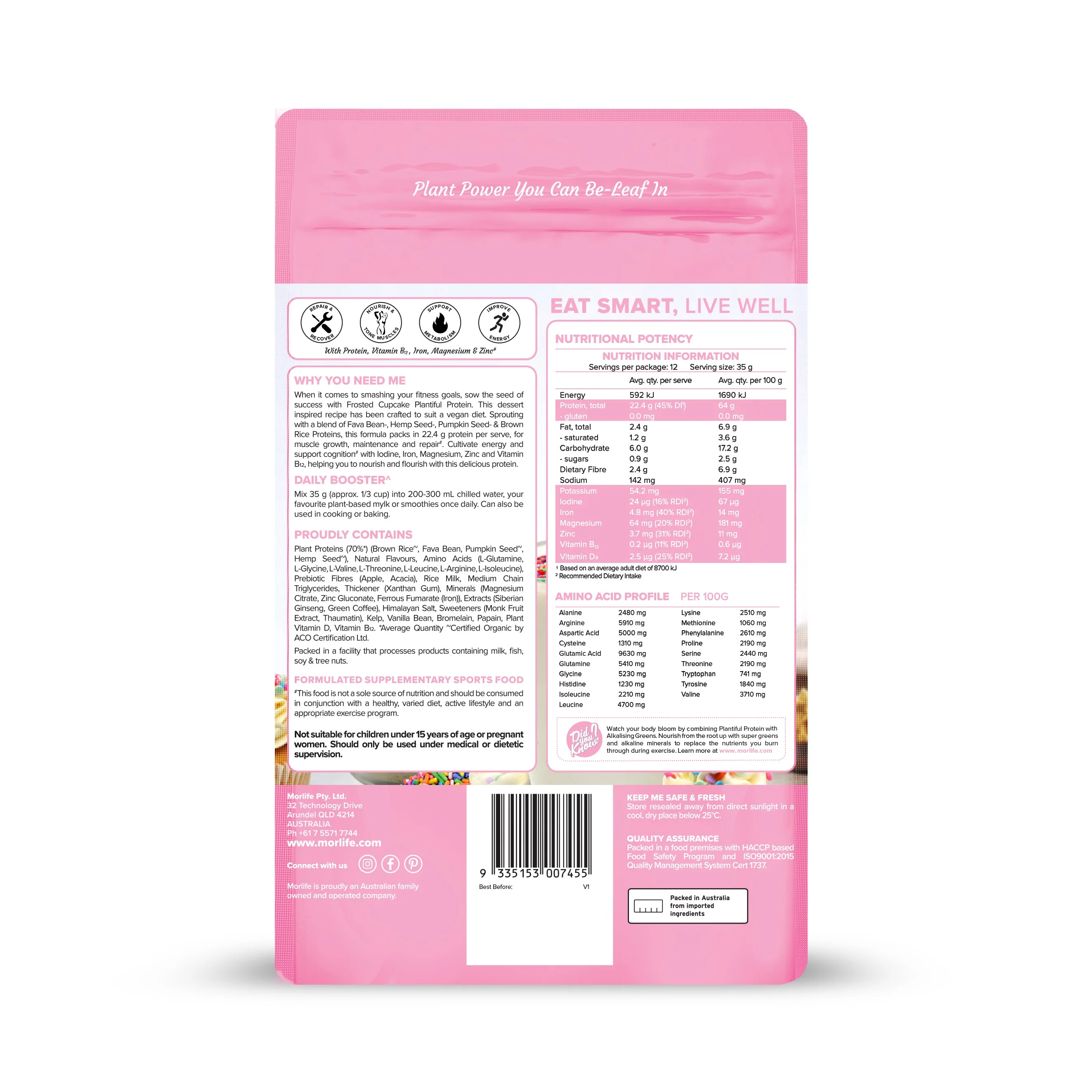Morlife Plantiful Protein Frosted Cupcake 440g - Image 2