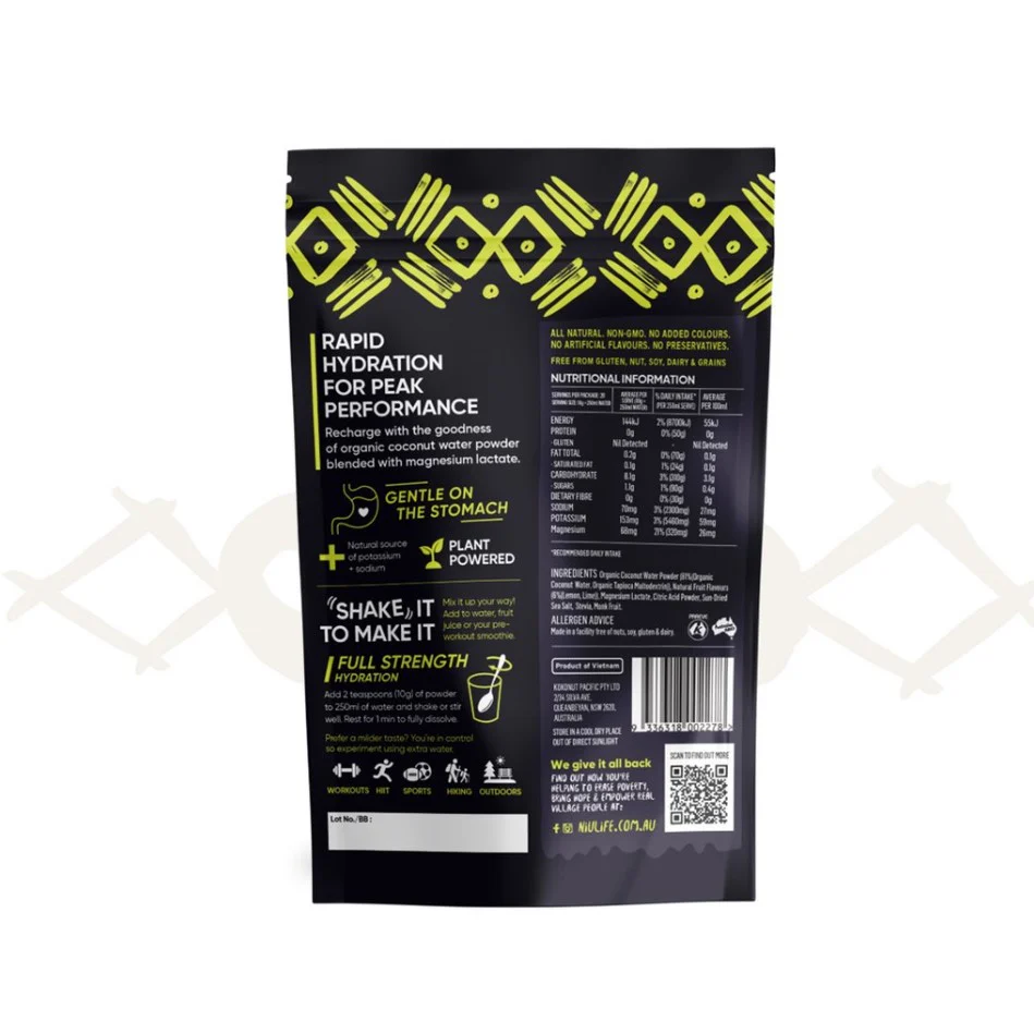 Niulife Hydrate Coconut Water Electrolyte Powder Lemon & Lime 200g - Image 2