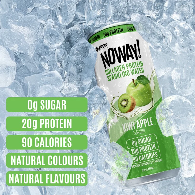 NOWAY Collagen Protein Water Sparkling Water Kiwi Apple 355ml - Box of 12 - Image 2