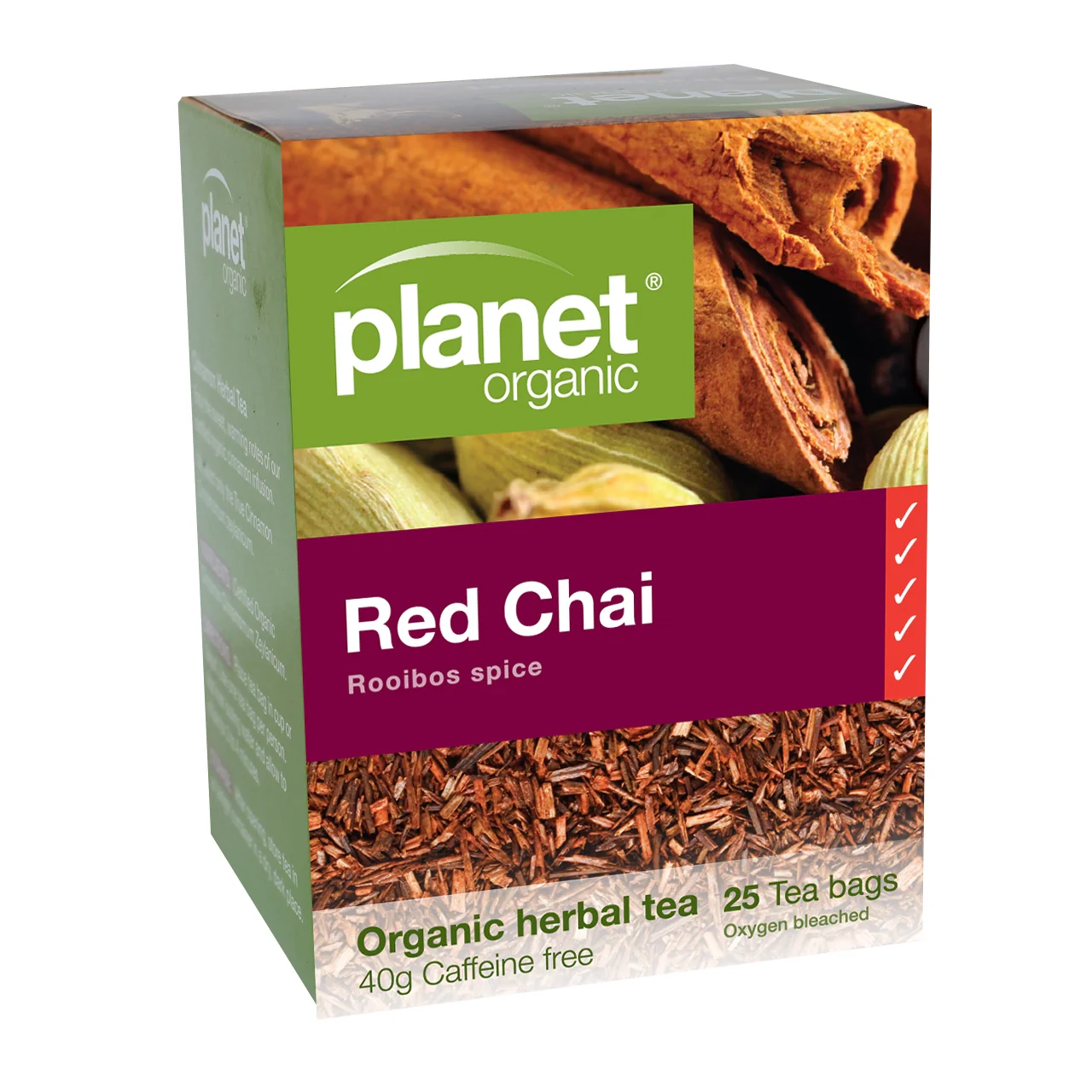 Planet Organic Herbal Tea Red Chai 25 Tea Bags