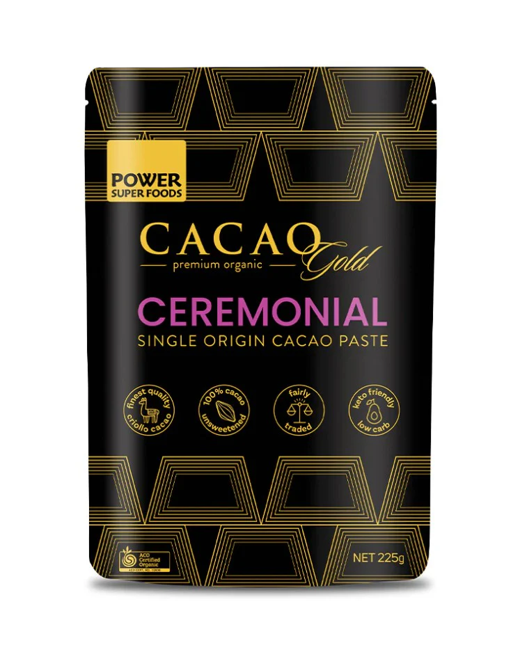 Power Super Foods Cacao GOLD Ceremonial Cacao Paste Chunks Certified Organic