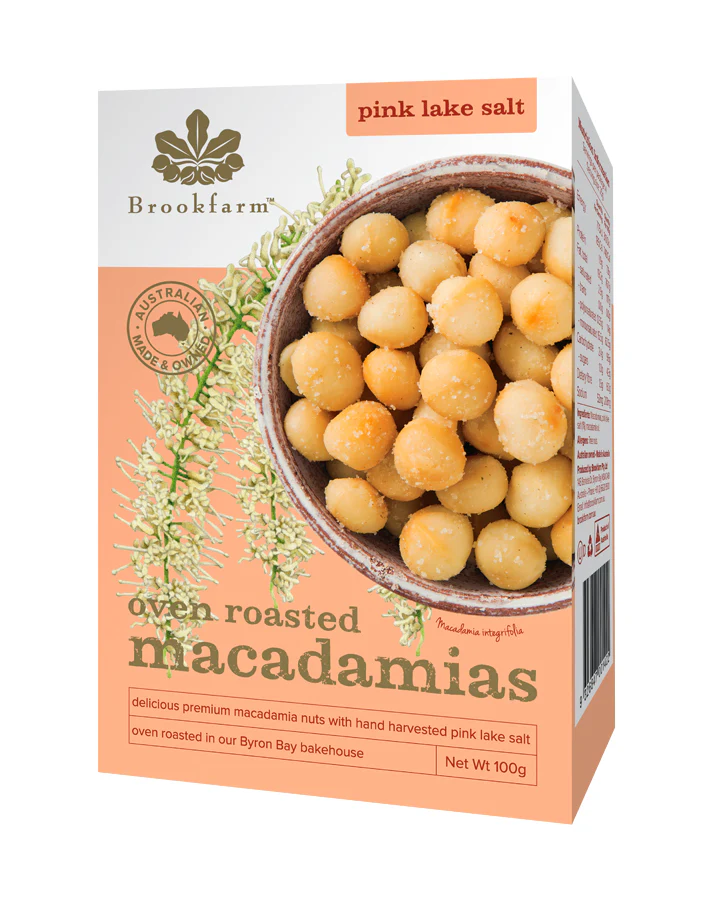 Premium Oven Roasted Macadamias Whole Pink Lake Salt 100g